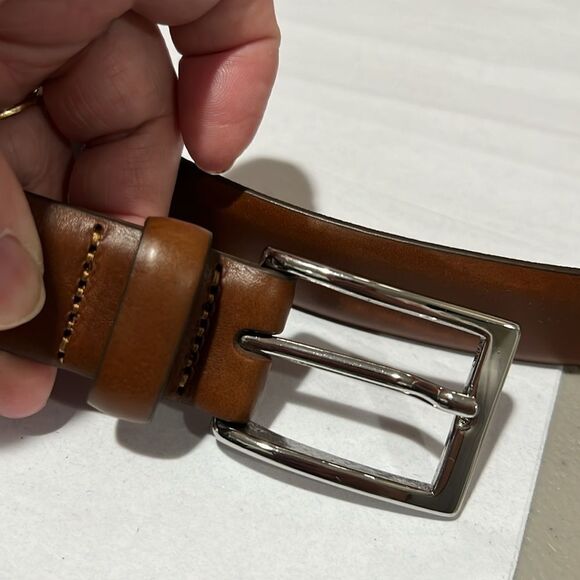 J.Crew Italian Brown leather belt size 42 NWOT cigar brown - Picture 3 of 7